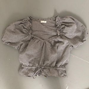 LoveShackFancy black and white crop top with tie